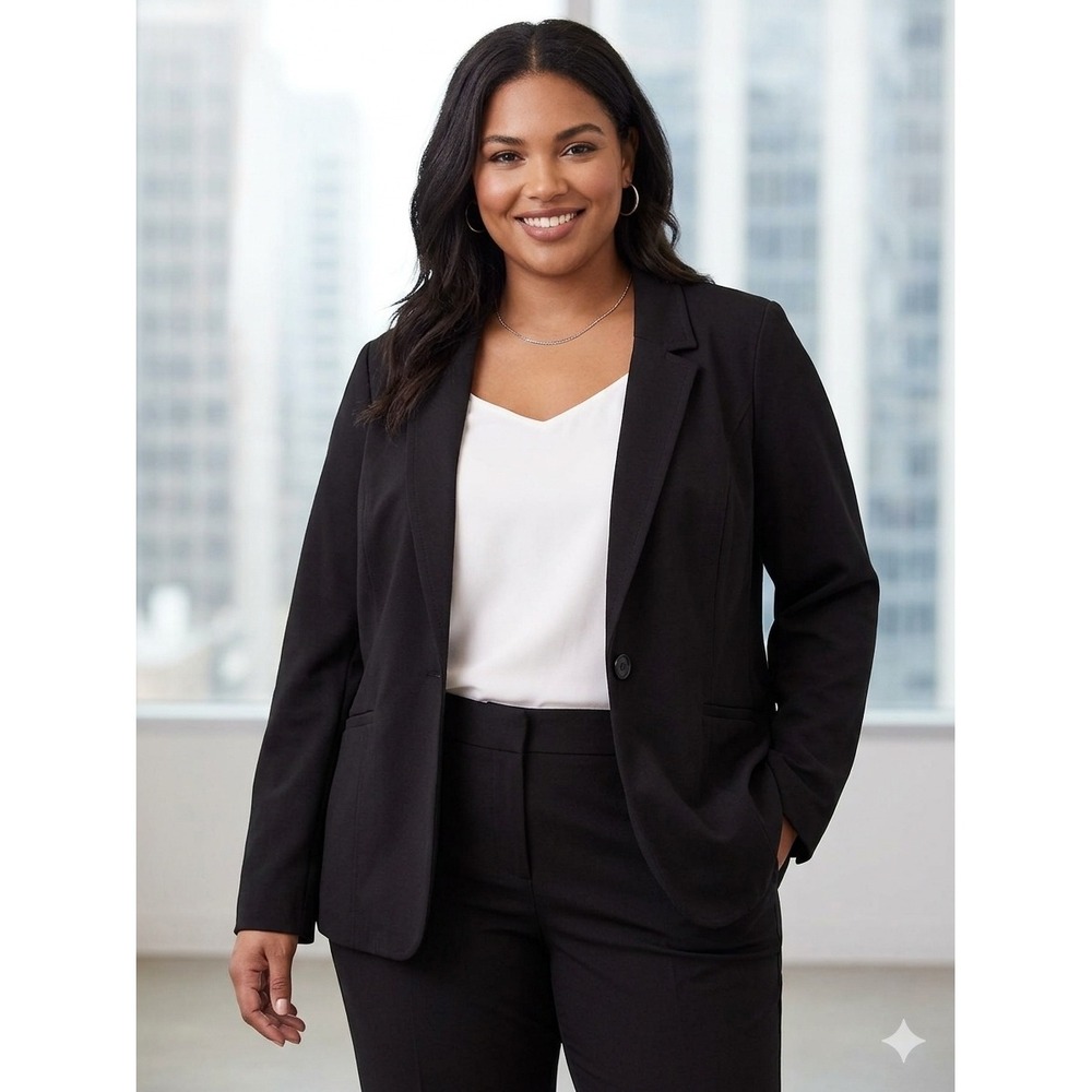 Torrid Womens Black Single Button Knit Blazer Jacket Plus Size 2 2X Professional